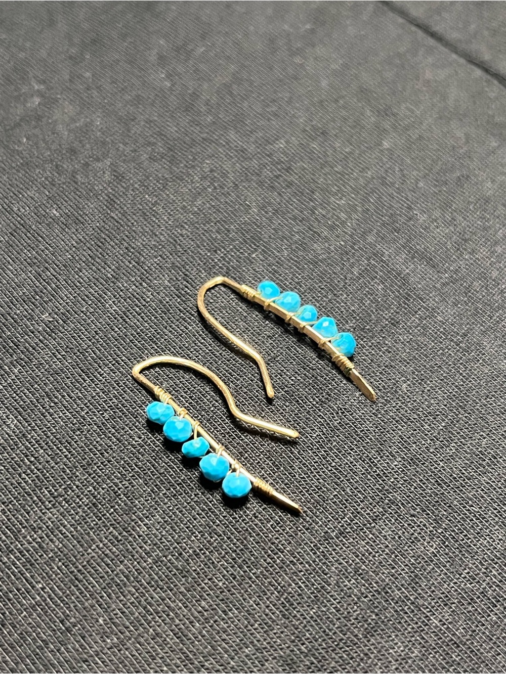Gold Drop Earrings with Turquoise Beads - Blue Accent